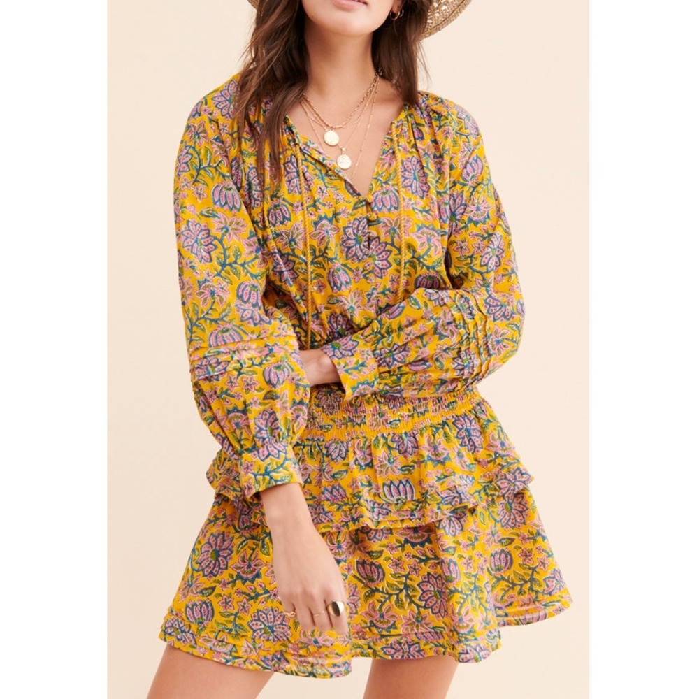 Cleobella Bianca Floral Mini Dress‎ in Yellow Floral sz S